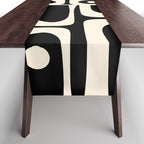 Mid Century Modern Abstract Black and Cream Piquet Multi Pattern Table Runner Gallery Image 1