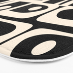 Mid Century Modern Abstract Black and Cream Piquet Multi Pattern Bath Mat Gallery Image 3
