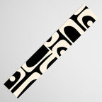 Mid Century Modern Abstract Black and Cream Piquet Multi Pattern Table Runner Gallery Image 3