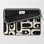 Mid Century Modern Abstract Black and Cream Piquet Multi Pattern Laptop Sleeve Gallery Image 2