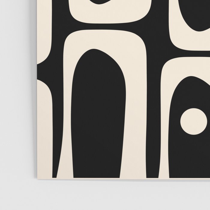 Mid Century Modern Abstract Black and Cream Piquet Multi Pattern Poster Gallery Image 3