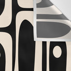 Mid Century Modern Abstract Black and Cream Piquet Multi Pattern Wall Tapestry Gallery Image 3