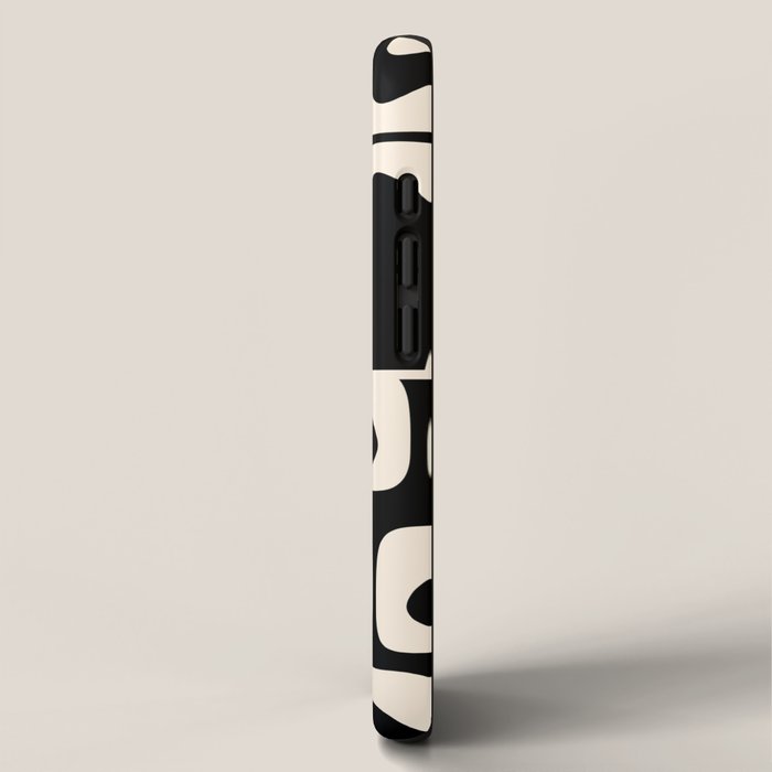 Mid Century Modern Abstract Black and Cream Piquet Multi Pattern iPhone Case Gallery Image 2