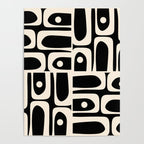 Mid Century Modern Abstract Black and Cream Piquet Multi Pattern Poster Gallery Image 4
