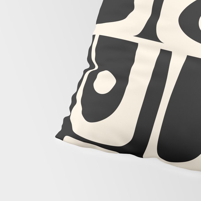 Mid Century Modern Abstract Black and Cream Piquet Multi Pattern Pillow Sham Gallery Image 4