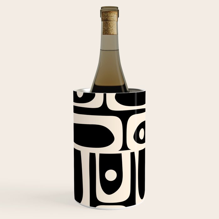Mid Century Modern Abstract Black and Cream Piquet Multi Pattern Wine Chiller Gallery Image 2