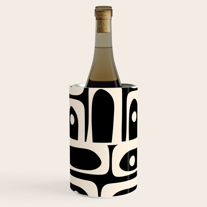 Mid Century Modern Abstract Black and Cream Piquet Multi Pattern Wine Chiller Gallery Image 3