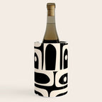 Mid Century Modern Abstract Black and Cream Piquet Multi Pattern Wine Chiller Gallery Image 3
