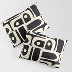 Mid Century Modern Abstract Black and Cream Piquet Multi Pattern Pillow Sham Gallery Image 3