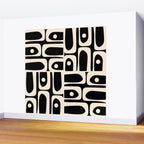 Mid Century Modern Abstract Black and Cream Piquet Multi Pattern Wall Mural Gallery Image 2