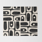 Mid Century Modern Abstract Black and Cream Piquet Multi Pattern Throw Blanket Gallery Image 2