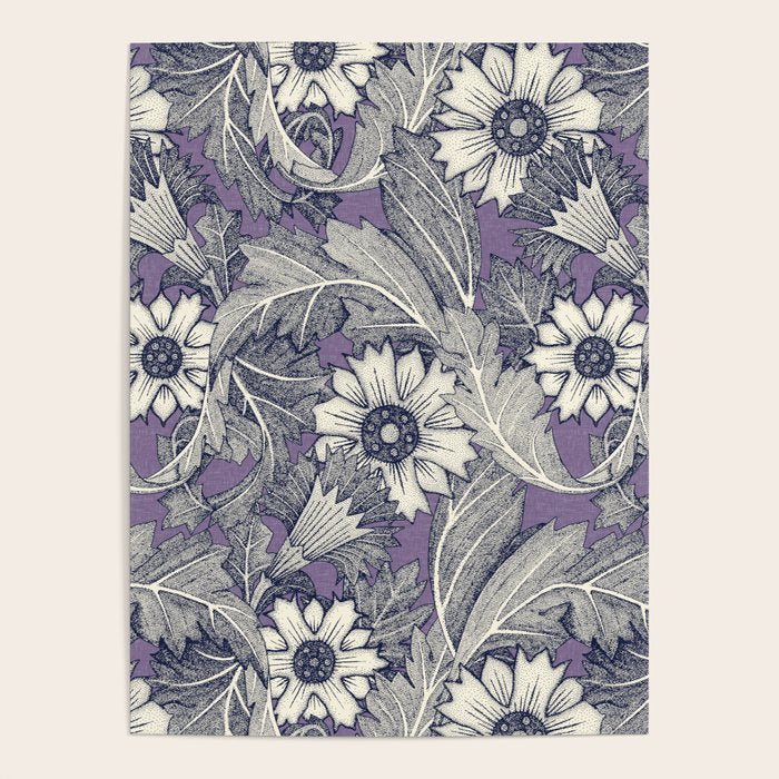 acanthus navy blue violet Poster Gallery Image 1