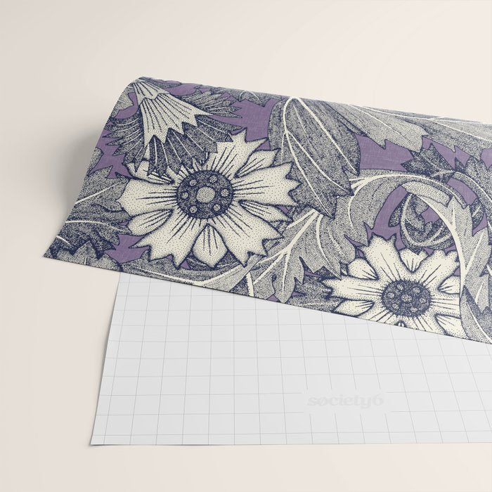 acanthus navy blue violet Wrapping Paper Gallery Image 2