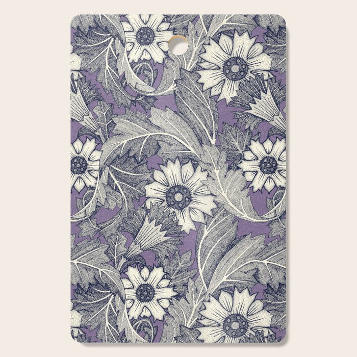 acanthus navy blue violet Cutting Board Gallery Image 1