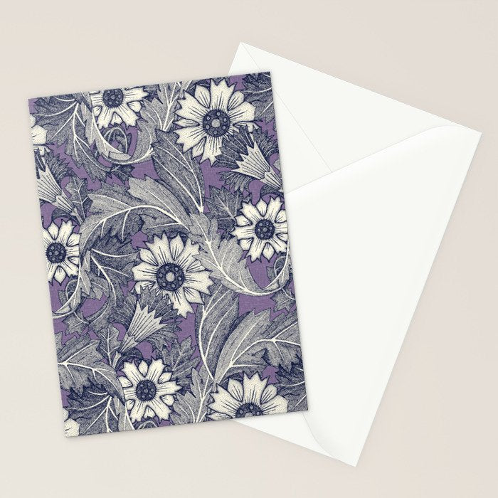 acanthus navy blue violet Stationery Card Gallery Image 2