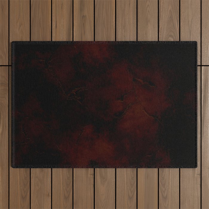 Grunge dark black red Outdoor Rug Gallery Image 1