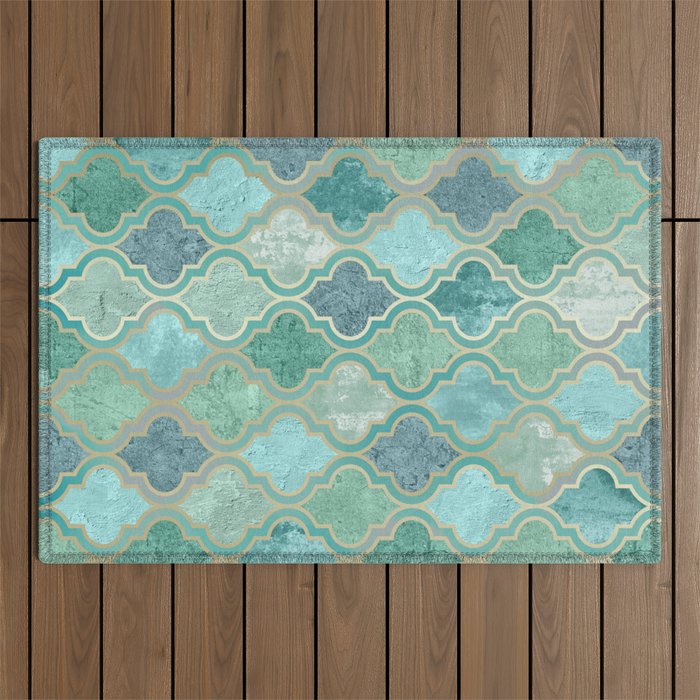 Moroccan Teal Green Outdoor Rug Gallery Image 1