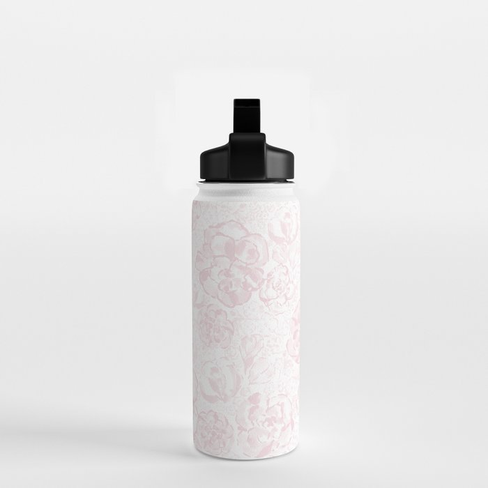 Rose garden floral watercolor - baby pink pattern Water Bottle Gallery Image 2