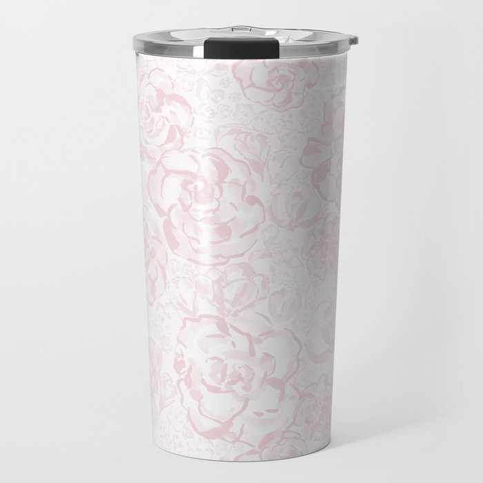 Rose garden floral watercolor - baby pink pattern Travel Mug Gallery Image 1