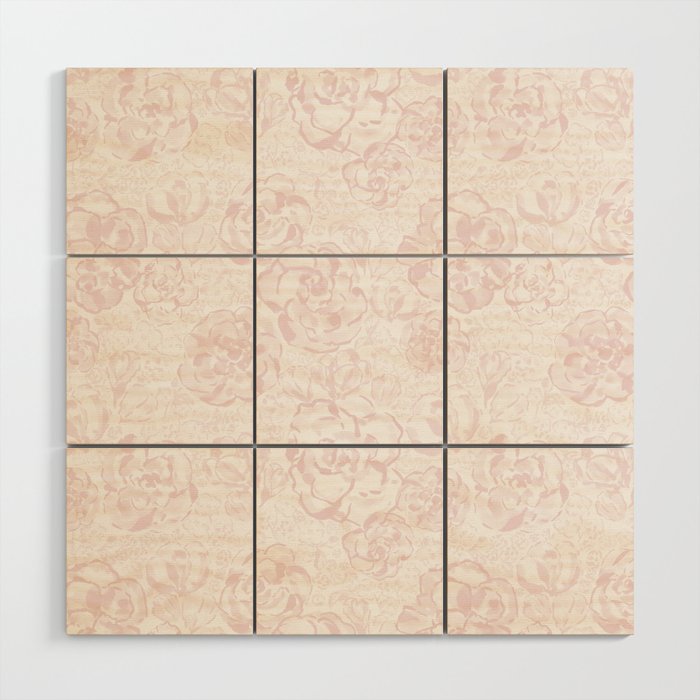 Rose garden floral watercolor - baby pink pattern Wood Wall Art Gallery Image 1