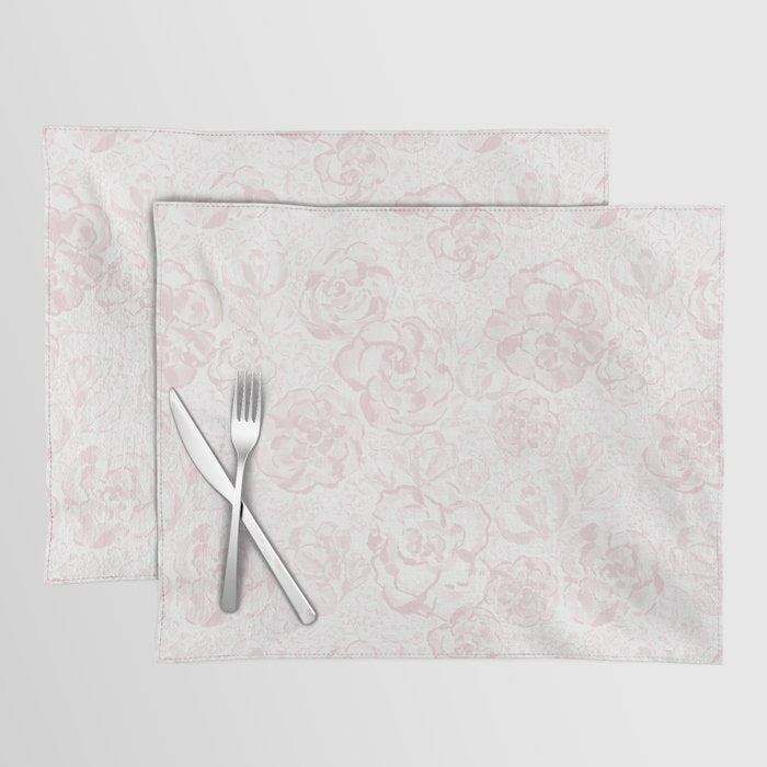 Rose garden floral watercolor - baby pink pattern Placemat Gallery Image 1