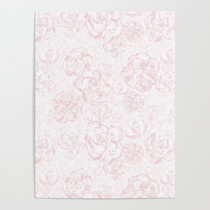Rose garden floral watercolor - baby pink pattern Poster Gallery Image 4