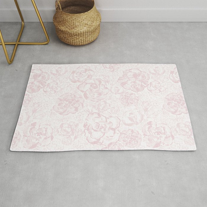 Rose garden floral watercolor - baby pink pattern Rug Gallery Image 1