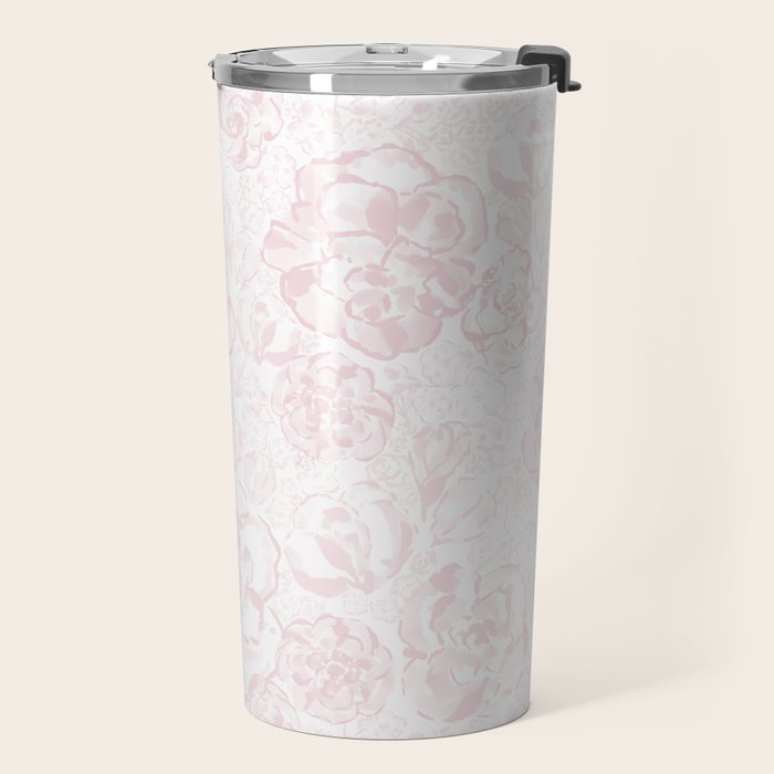 Rose garden floral watercolor - baby pink pattern Travel Mug Gallery Image 2