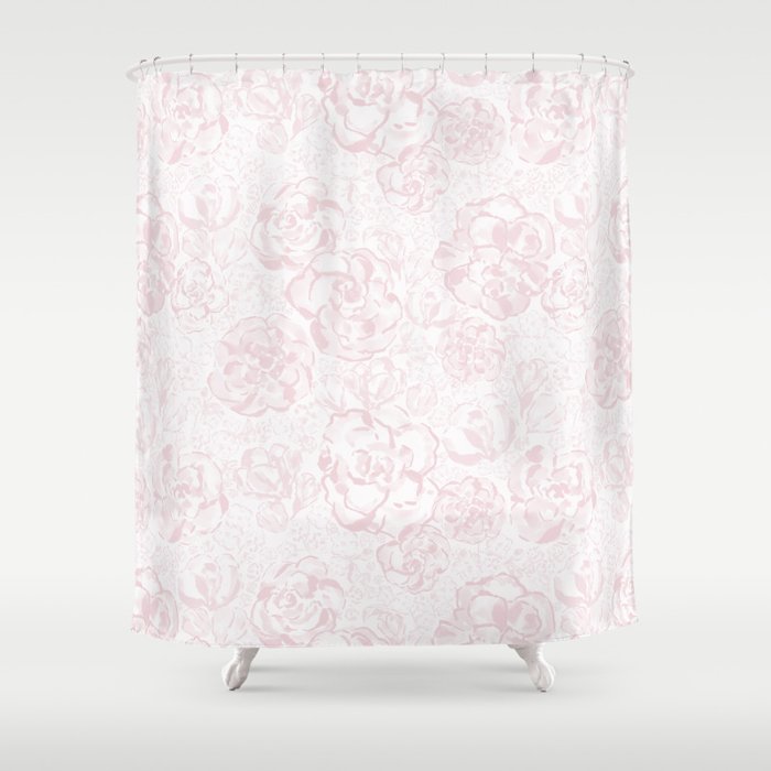 Rose garden floral watercolor - baby pink pattern Shower Curtain Gallery Image 1