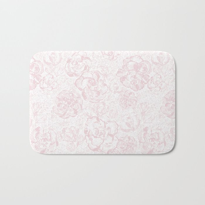 Rose garden floral watercolor - baby pink pattern Bath Mat Gallery Image 1