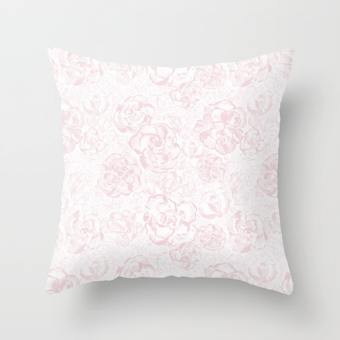 Rose garden floral watercolor - baby pink pattern Throw Pillow Gallery Image 6