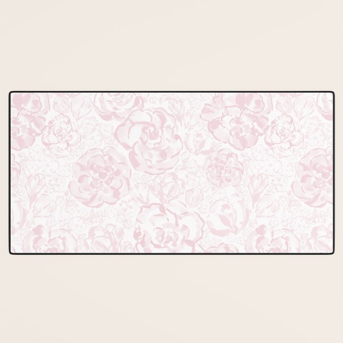 Rose garden floral watercolor - baby pink pattern Desk Mat Gallery Image 3