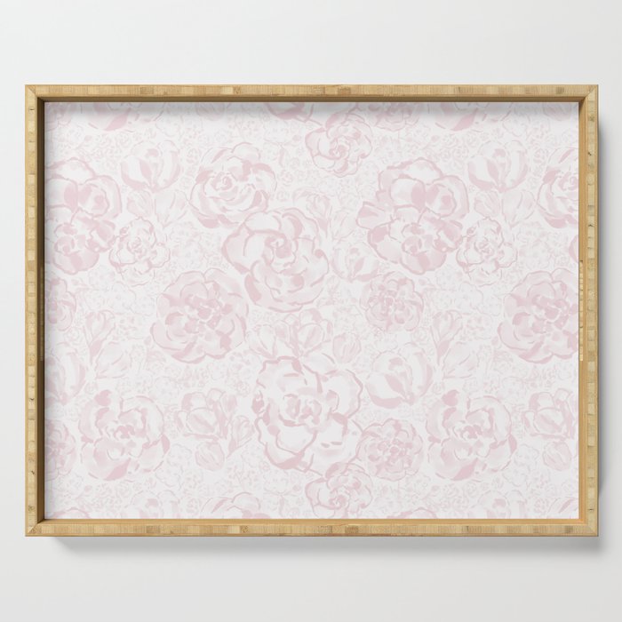 Rose garden floral watercolor - baby pink pattern Serving Tray Gallery Image 1