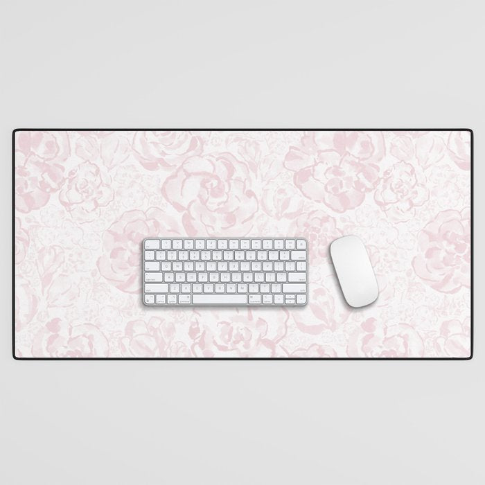 Rose garden floral watercolor - baby pink pattern Desk Mat Gallery Image 1