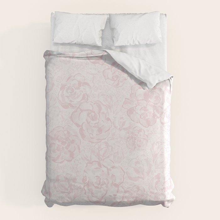 Rose garden floral watercolor - baby pink pattern Duvet Cover Gallery Image 6