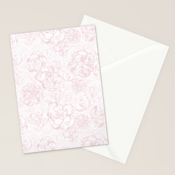 Rose garden floral watercolor - baby pink pattern Stationery Card Gallery Image 2