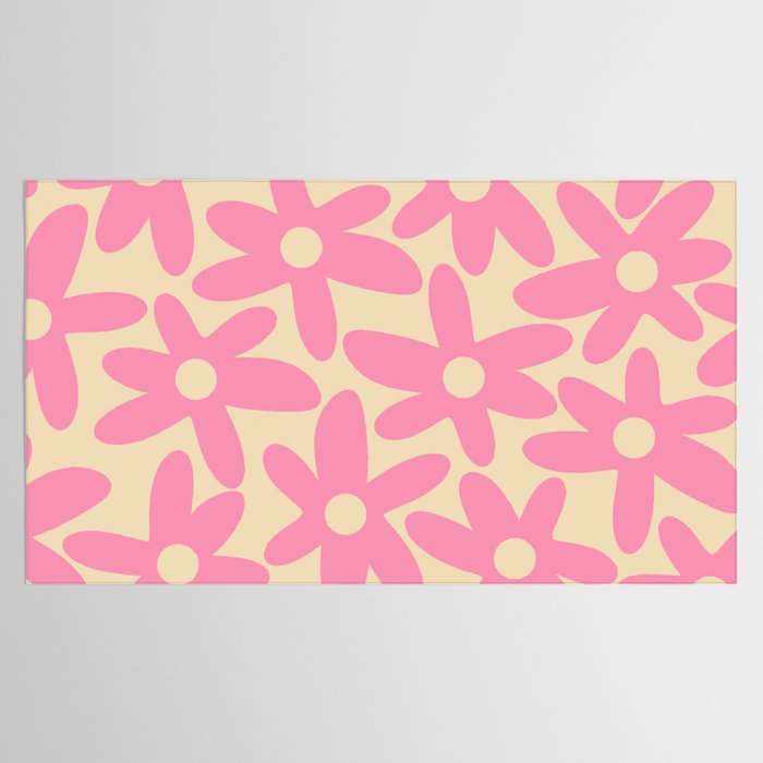 Pink Daisy Time Cute Contemporary Retro Floral Pattern Tablecloth Gallery Image 2