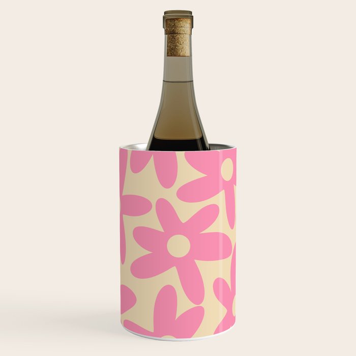 Pink Daisy Time Cute Contemporary Retro Floral Pattern Wine Chiller Gallery Image 2