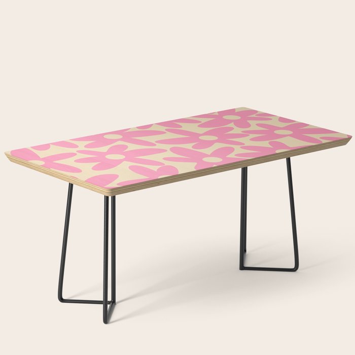Pink Daisy Time Cute Contemporary Retro Floral Pattern Coffee Table Gallery Image 1