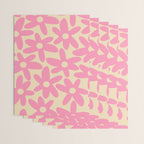 Pink Daisy Time Cute Contemporary Retro Floral Pattern Wrapping Paper Gallery Image 3