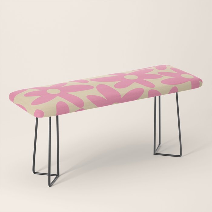 Pink Daisy Time Cute Contemporary Retro Floral Pattern Bench Gallery Image 1