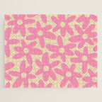 Pink Daisy Time Cute Contemporary Retro Floral Pattern Jigsaw Puzzle Gallery Image 1