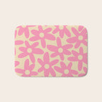 Pink Daisy Time Cute Contemporary Retro Floral Pattern Bath Mat Gallery Image 1