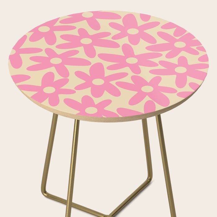 Pink Daisy Time Cute Contemporary Retro Floral Pattern Side Table Gallery Image 2