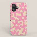 Pink Daisy Time Cute Contemporary Retro Floral Pattern iPhone Case Gallery Image 1