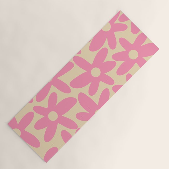 Pink Daisy Time Cute Contemporary Retro Floral Pattern Yoga Mat Gallery Image 1