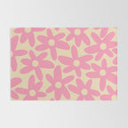 Pink Daisy Time Cute Contemporary Retro Floral Pattern Rug Gallery Image 2