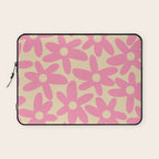 Pink Daisy Time Cute Contemporary Retro Floral Pattern Laptop Sleeve Gallery Image 1