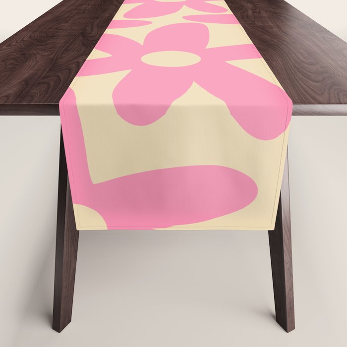 Pink Daisy Time Cute Contemporary Retro Floral Pattern Table Runner Gallery Image 1