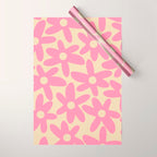 Pink Daisy Time Cute Contemporary Retro Floral Pattern Wrapping Paper Gallery Image 1